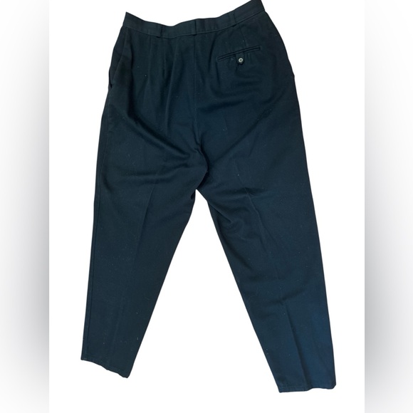 80s TALBOTS COTTON BLACK PLEAT FRONT PANTS W TAPERED LEG & 3 POCKETS SZ 16 - Picture 3 of 6